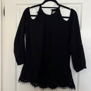 Michael Kors Cold Shoulder Black Top
